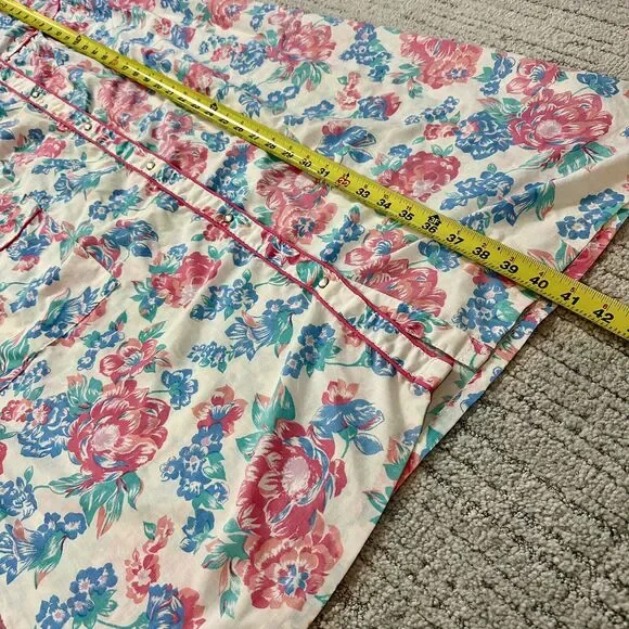 Vintage Lyn Anne Nightgown Size Med Floral CottageCore Grannycore Snap Collar - Picture 6 of 11